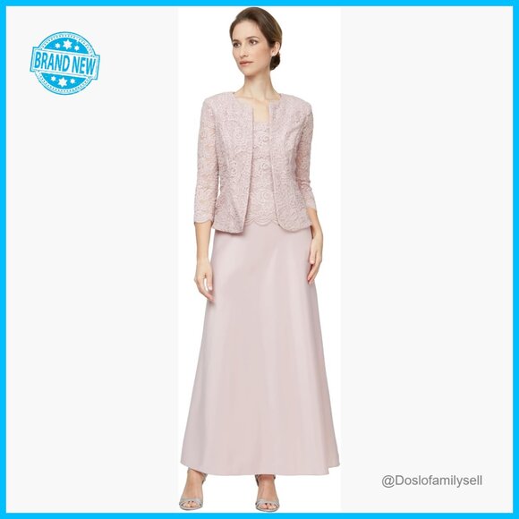 Elegant Lace Jacket Two Piece Formal Dress Mother of the Bride Wedding Guest